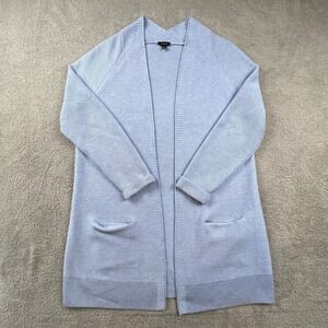 Talbots Cardigan Sweater Womens Size Medium Open Front Ribbed Knit Pockets